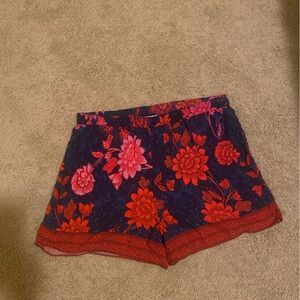 Anthropologie Red and Blue Floral Shorts-Size L